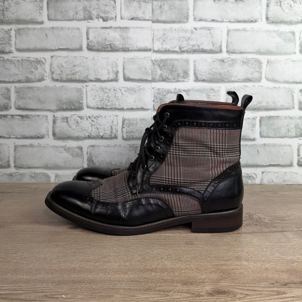 Vintage Foundry Co  Wingtip Plaid‎ Leather Boots 10.5